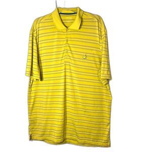 Masters tech lime green stripe three button polo masters logo embroidery size XL